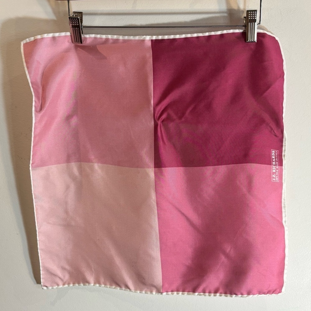 JZ RICHARDS Blazer Pocket Handkerchief 4 Shades Pink Color Block Scarf 100% Silk